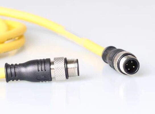 M12 Connector Waterproof Aviation Plug with Wires, 4/5/8 Pin Male and Female Overmolded Straight and Right-Angle Plugs for Sensor Connection